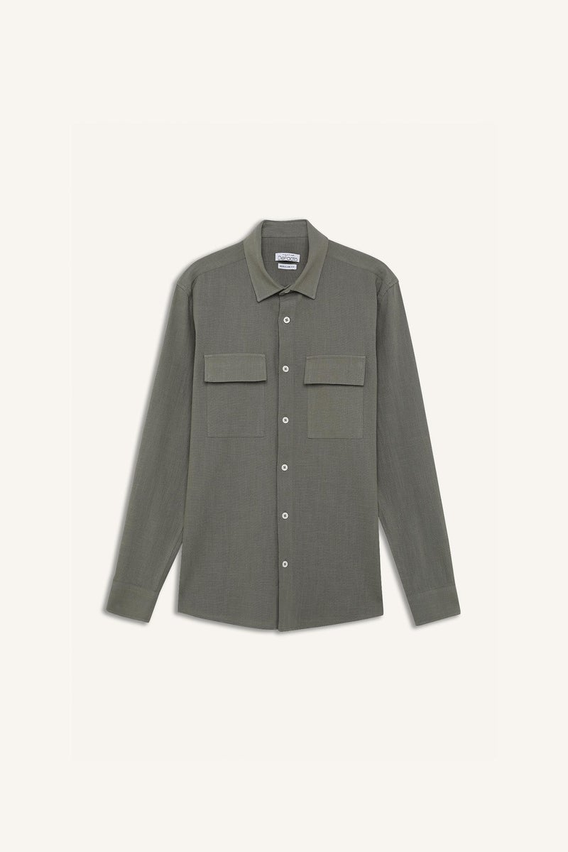 DeFacto Green Man 100% Cotton Regular Fit Polo Collar Linen Look Shirt Casual - Image 4